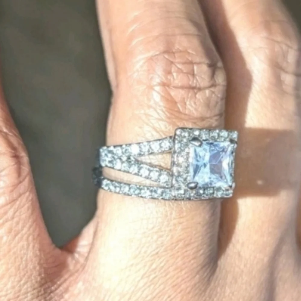 Womens 4 Ct Intricate Detailed Lab Created Diamond Engagement Ring Set Sz7